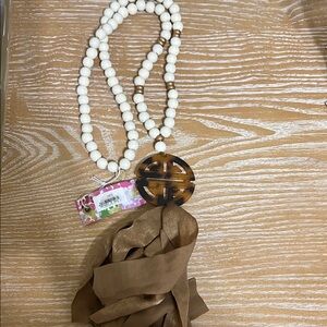Elegant White and Brown Beaded Necklace